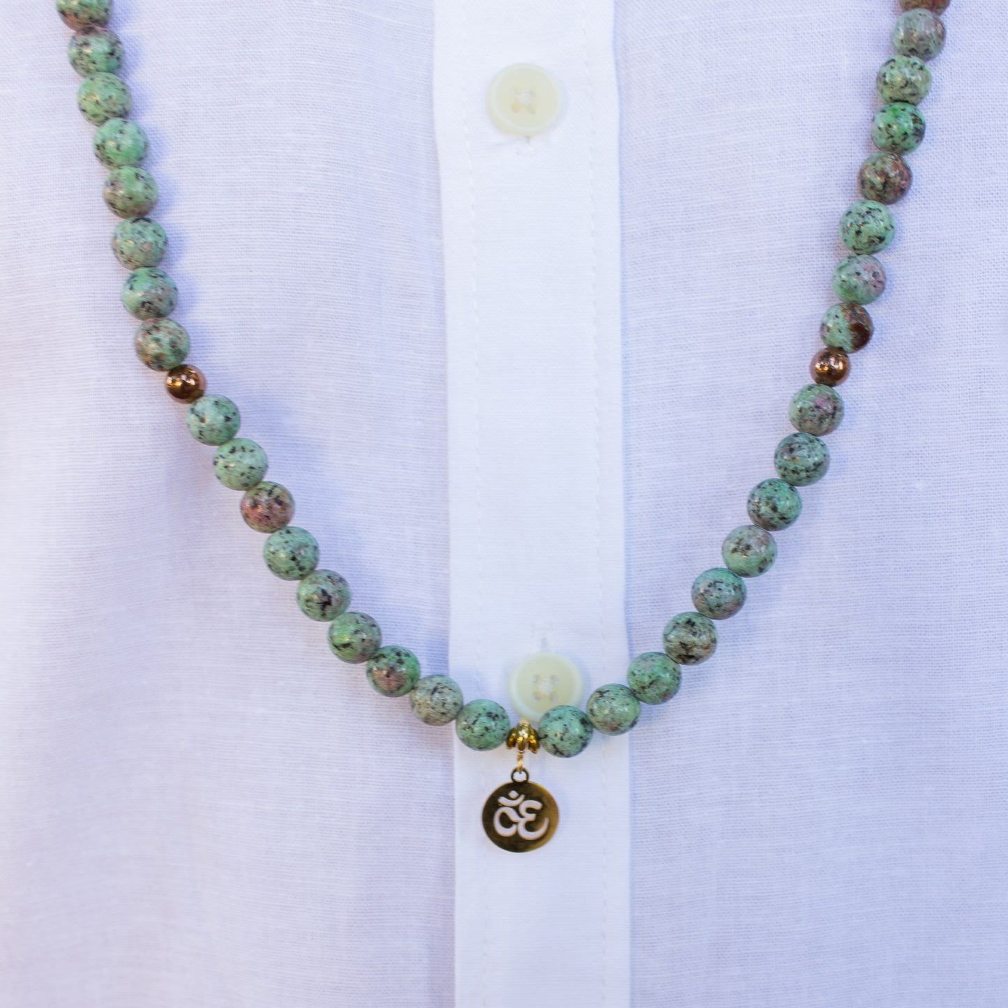 MALA TIBETANO IN RUBINO FUCHSITE