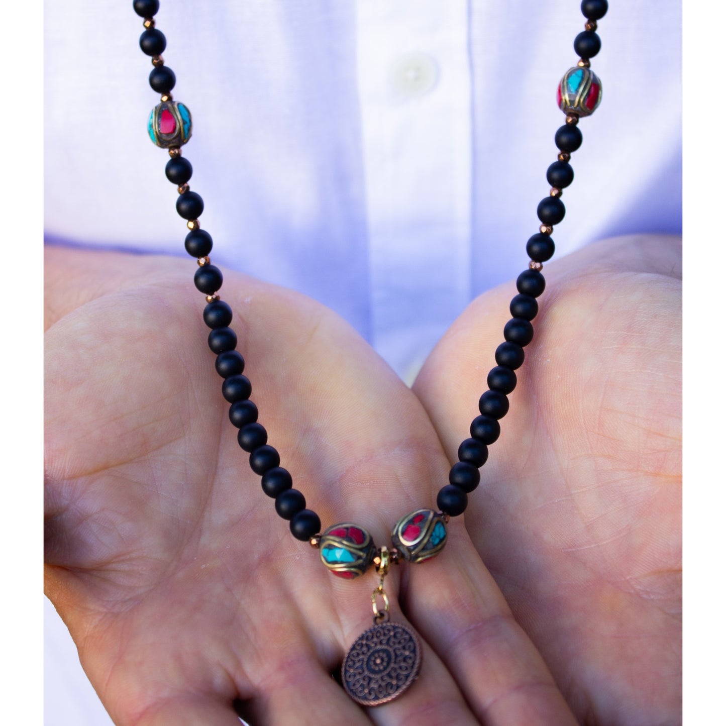 MALA TIBETANO IN OSSIDIANA SATINATA