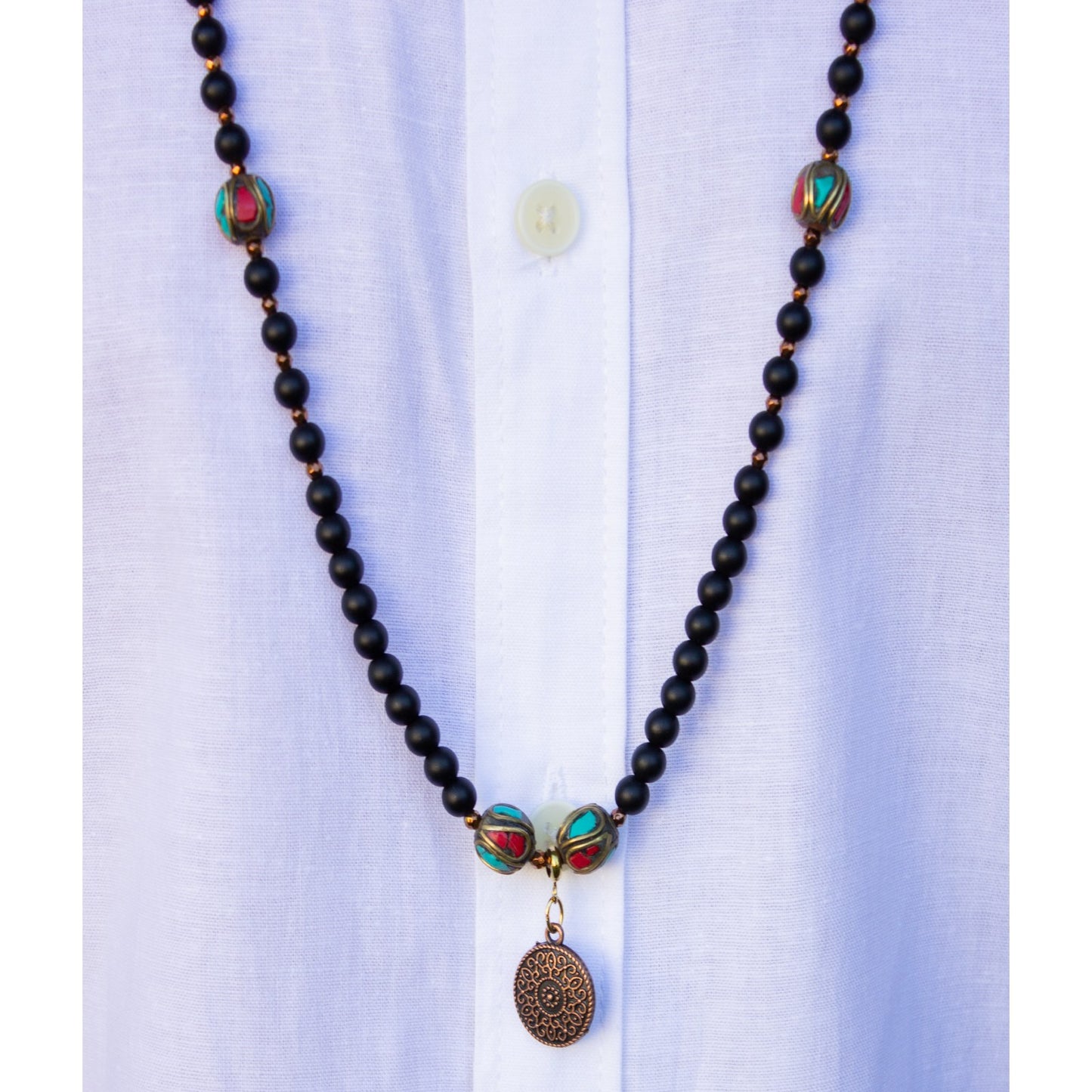 MALA TIBETANO IN OSSIDIANA SATINATA