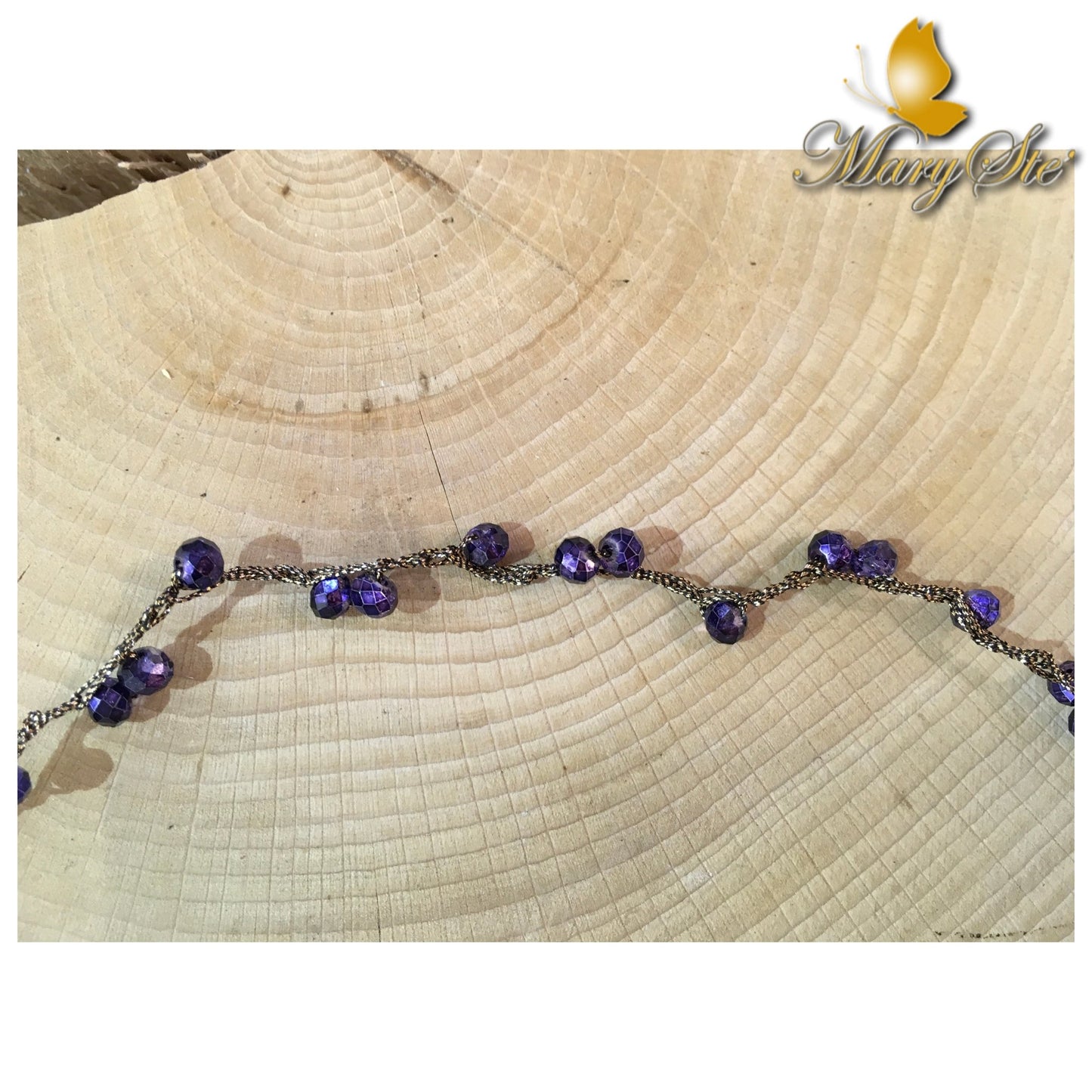 BRACCIALE DOPPIO GIRO IN FILO DI SETA E CRISTALLINI - MARYSTE'