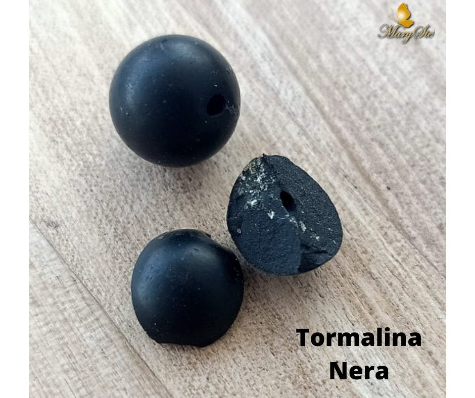 BRACCIALE ELASTICO CHAKRA IN AGATA E TORMALINA NERA - MARYSTE'