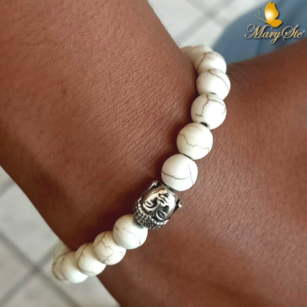 BRACCIALE ELASTICO HOWLITE E BUDDHA - MARYSTE'