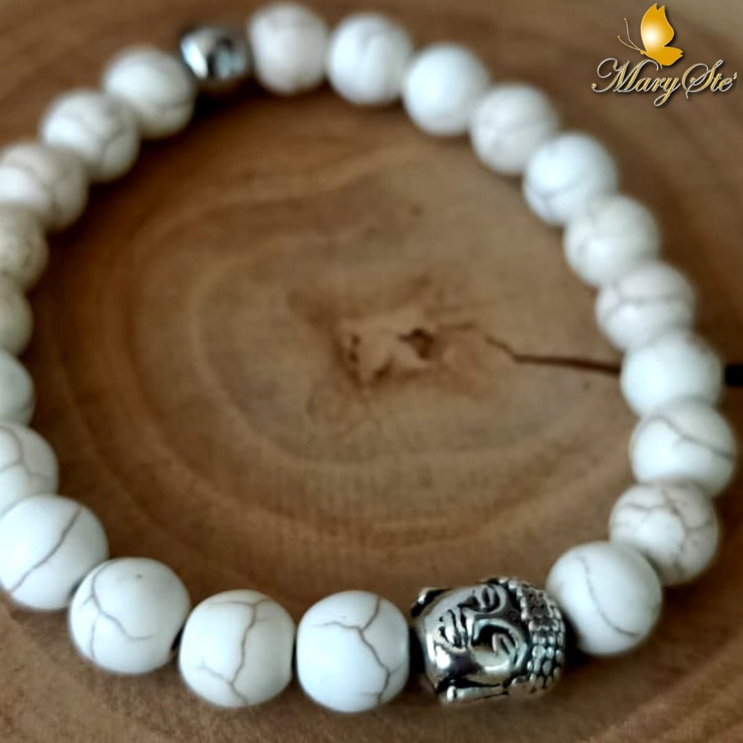 BRACCIALE ELASTICO HOWLITE E BUDDHA - MARYSTE'
