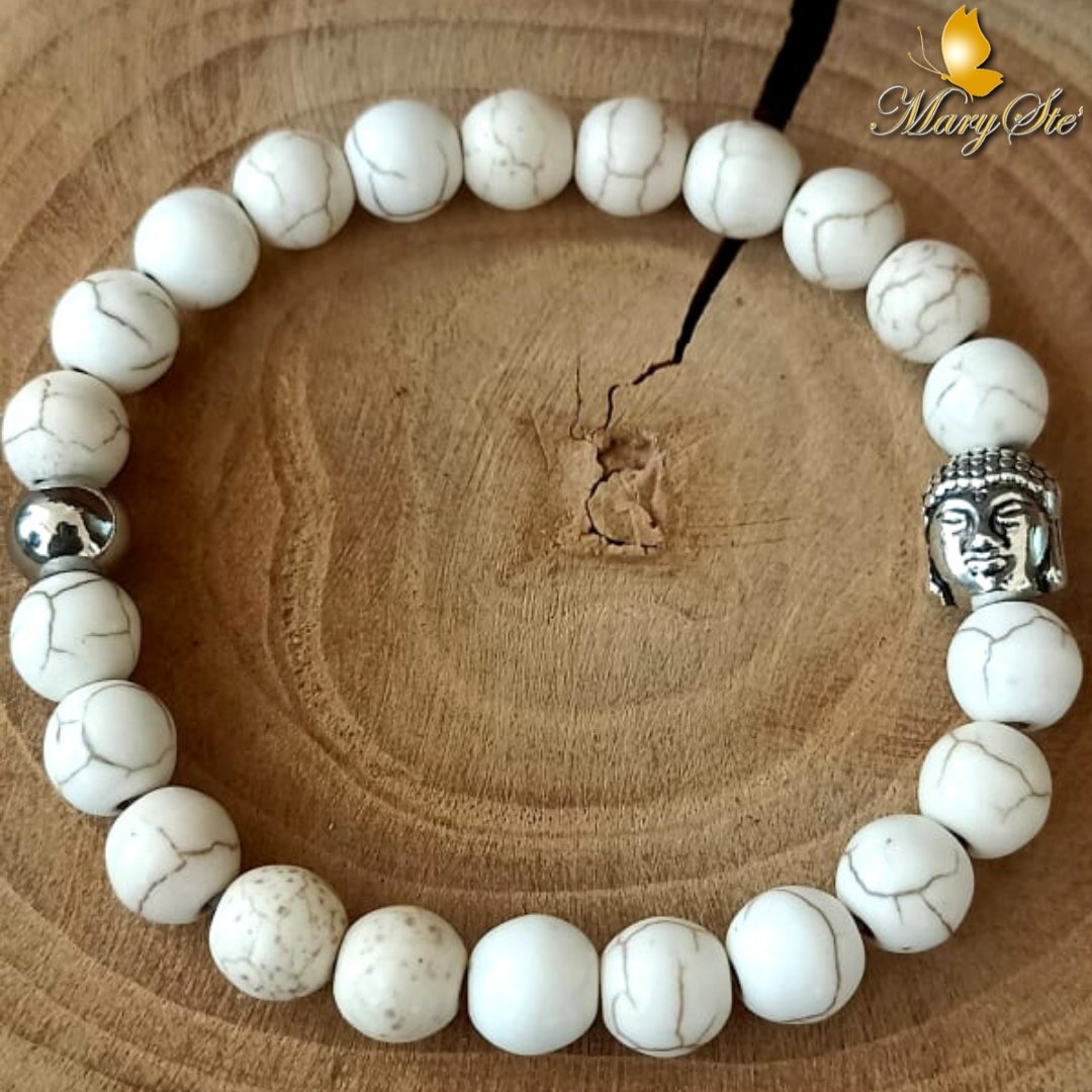 BRACCIALE ELASTICO HOWLITE E BUDDHA - MARYSTE'