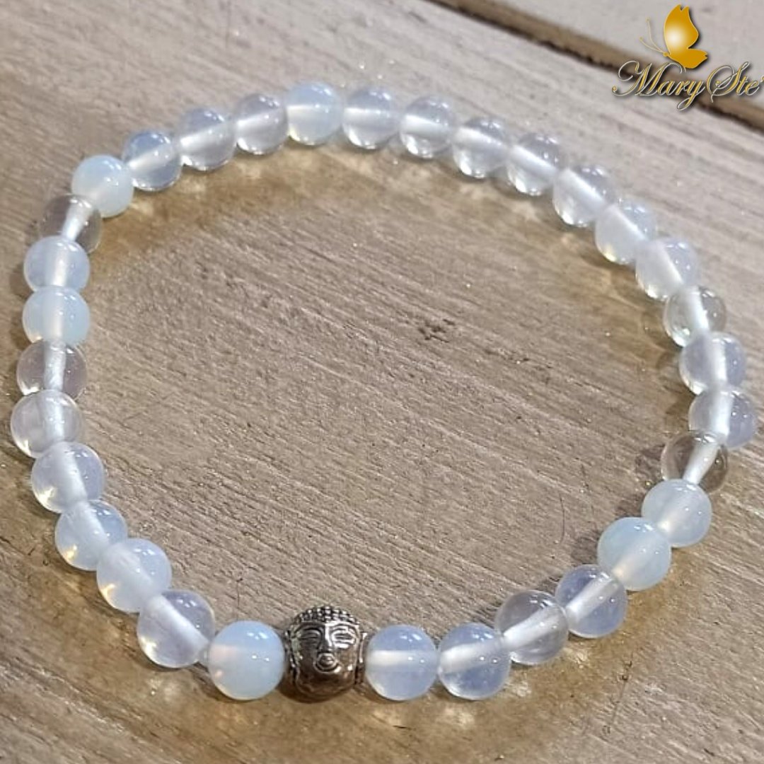 BRACCIALE ELASTICO OPALITE E BUDDHA - MARYSTE'