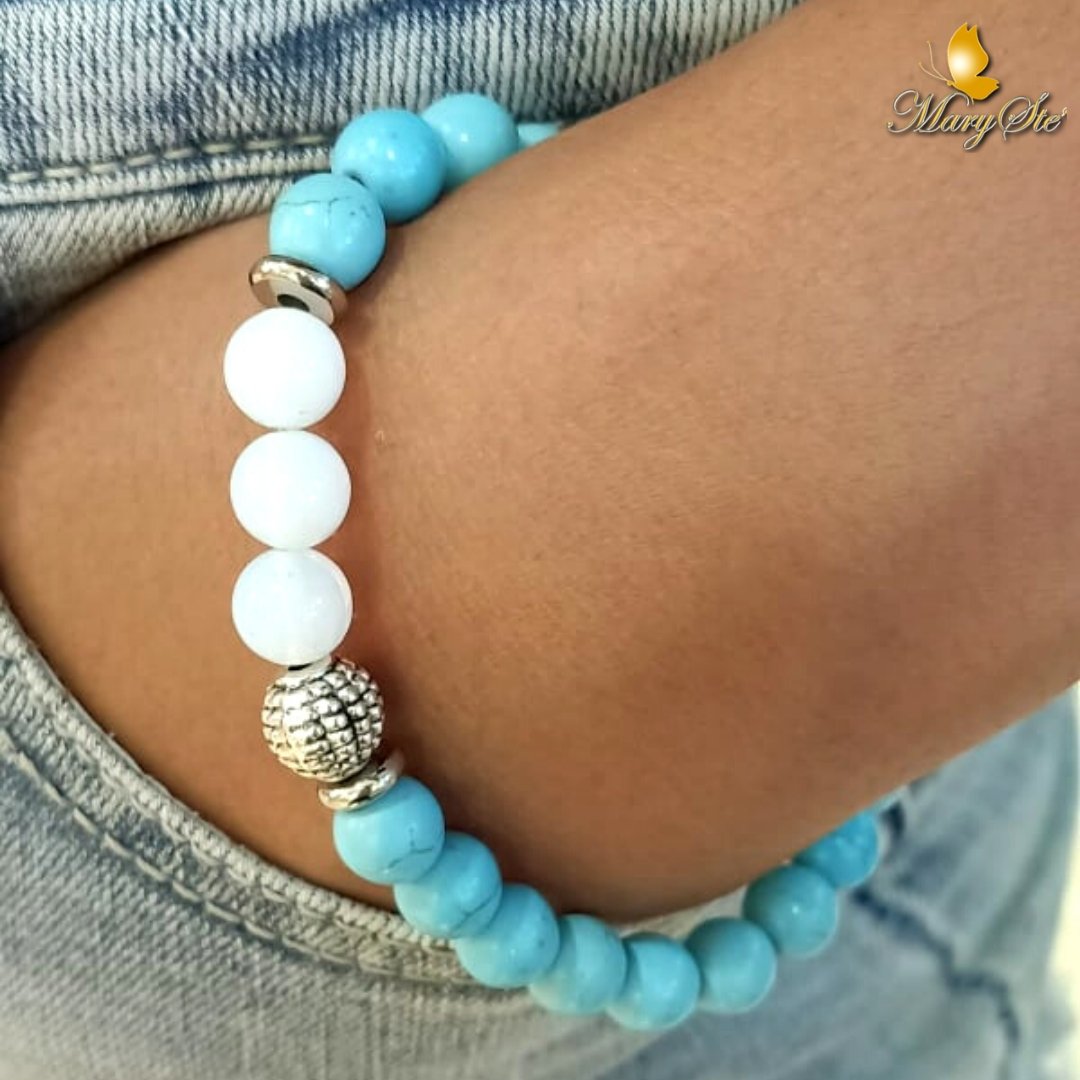 BRACCIALE ELASTICO PASTA DI TURCHESE E OPALITE - MARYSTE'
