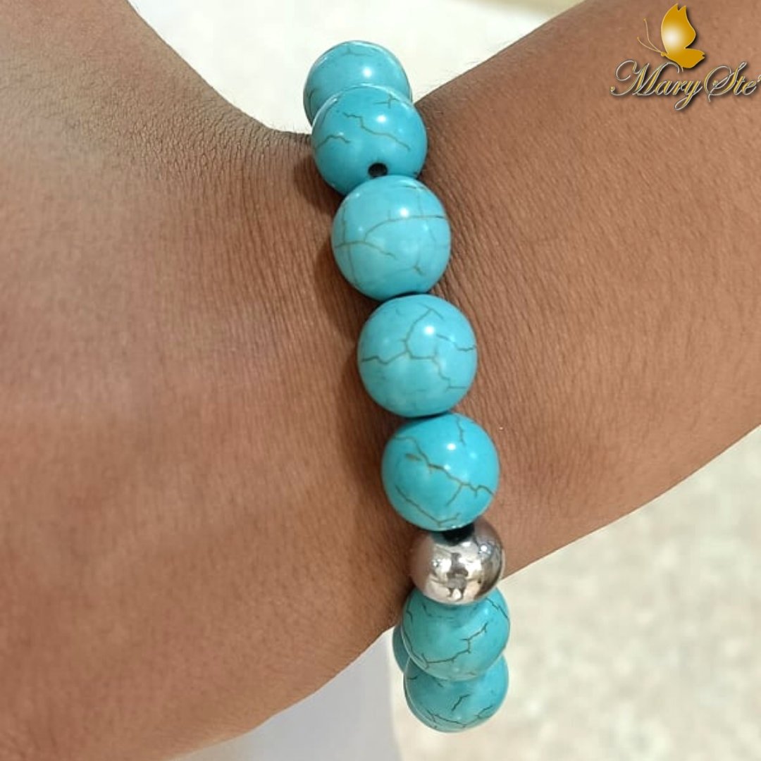 BRACCIALE ELASTICO PASTA DI TURCHESE PIETRE 0,8 - MARYSTE'