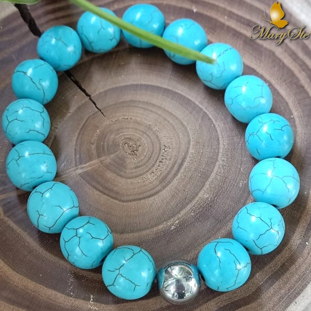 BRACCIALE ELASTICO PASTA DI TURCHESE PIETRE 0,8 - MARYSTE'