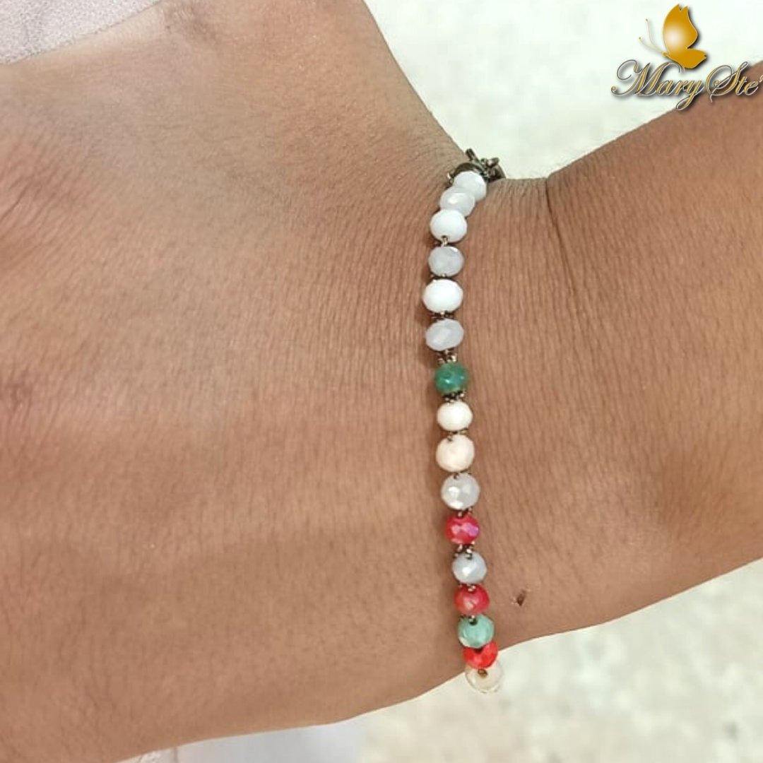 BRACCIALE FILO DI SETA E CRISTALLINI - MARYSTE'