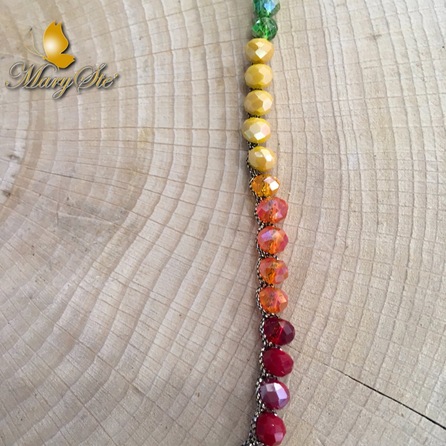 bracciale filo di seta e cristallini con colori dei chakra - MARYSTE'
