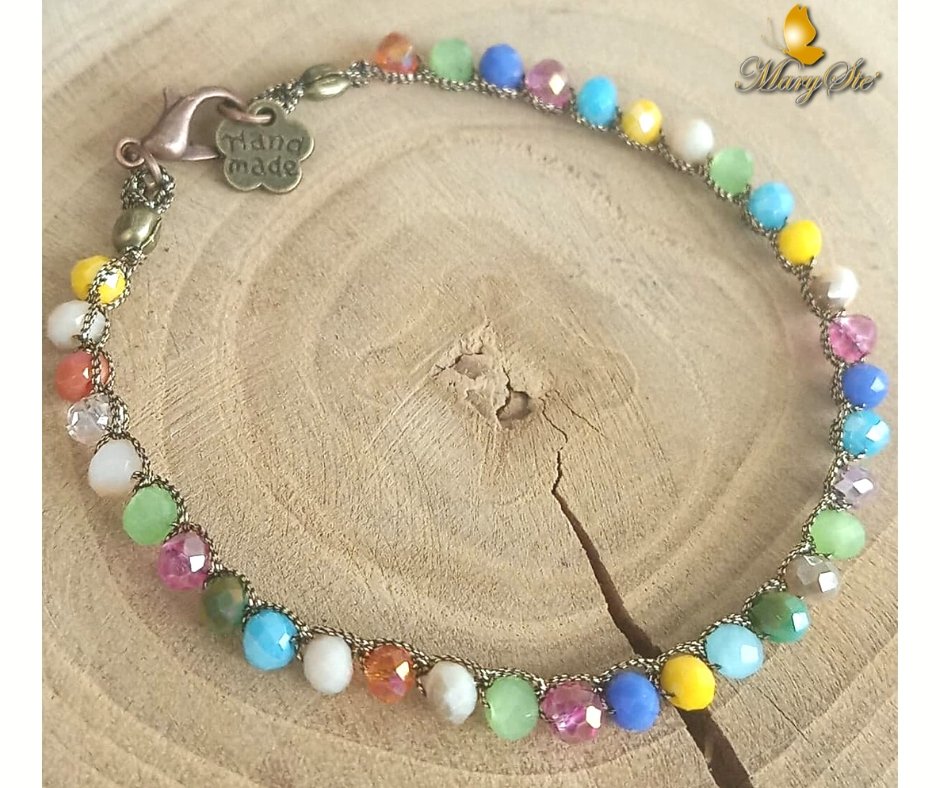 BRACCIALE FILO DI SETA E CRISTALLINI MULTICOLOR - MARYSTE'