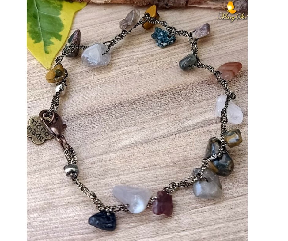 BRACCIALE FILO DI SETA E SCHEGGE CON PIETRE DURE - MARYSTE'