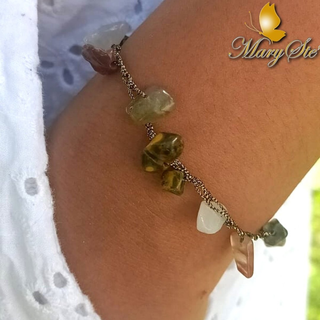 BRACCIALE FILO DI SETA E SCHEGGE CON PIETRE DURE - MARYSTE'