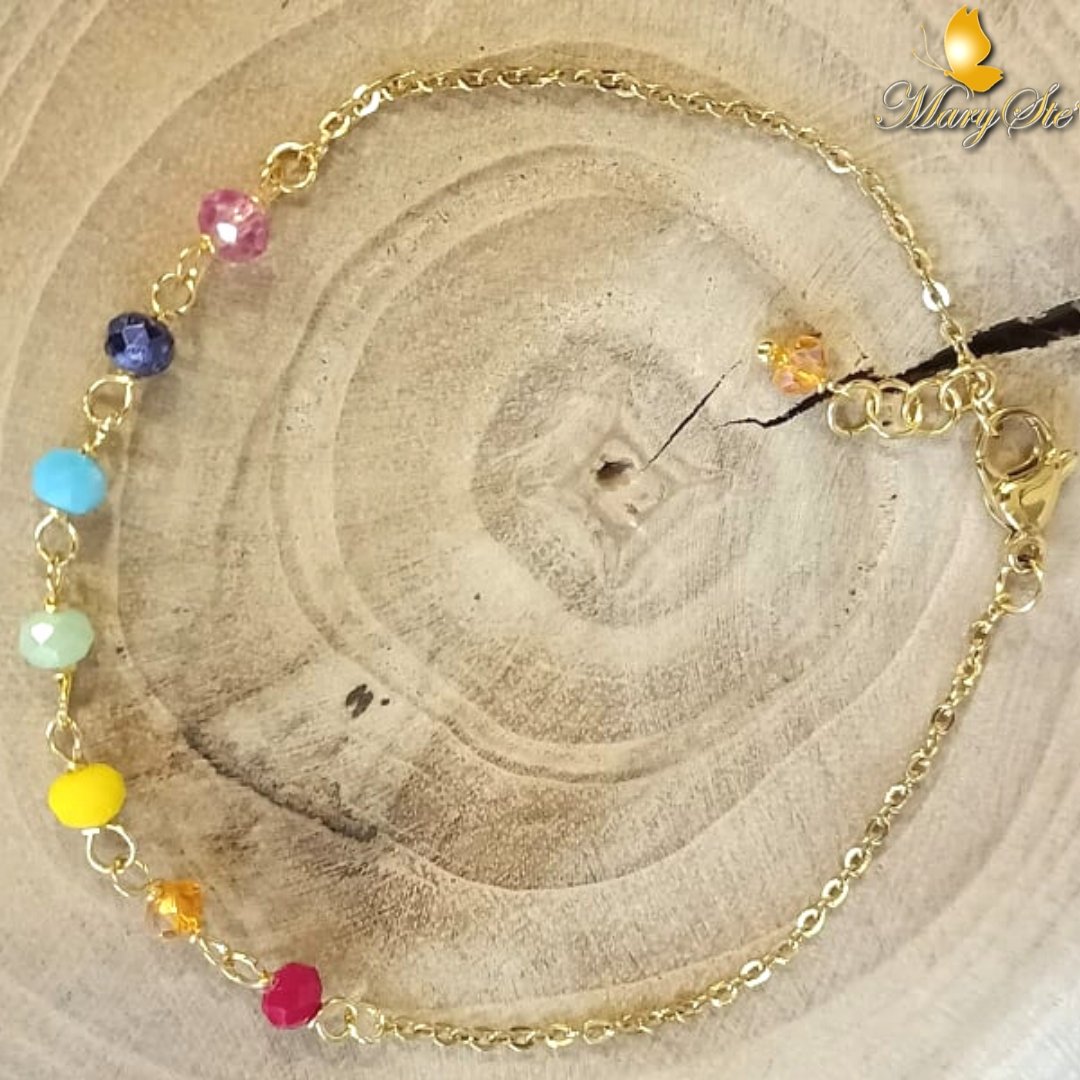 BRACCIALE IN ACCIAIO DORATO CON CRISTALLINI 7 CHAKRA - MARYSTE'