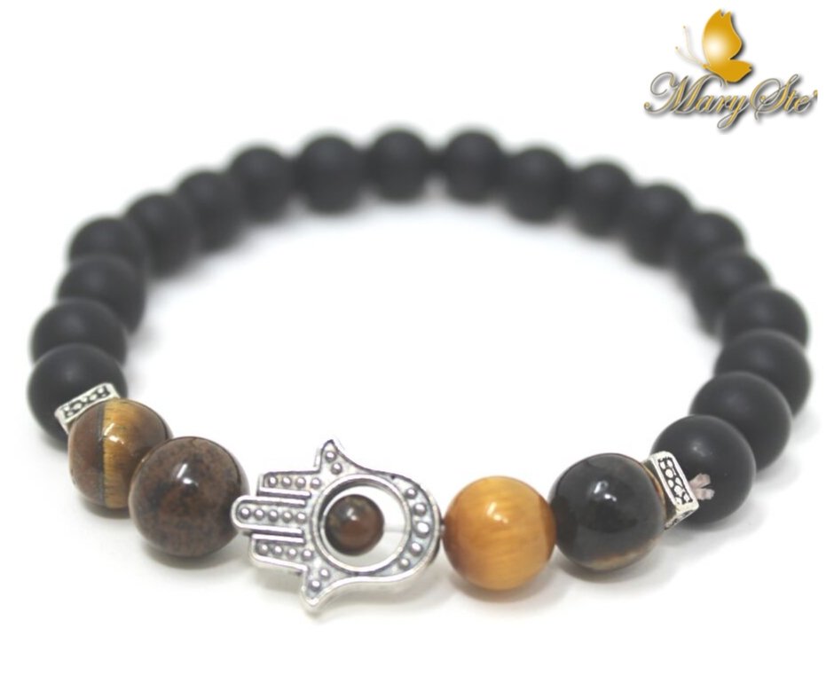 BRACCIALE OCCHIO DI TIGRE E MANO DI FATIMA - MARYSTE'