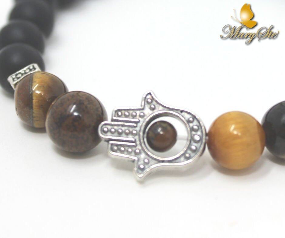 BRACCIALE OCCHIO DI TIGRE E MANO DI FATIMA - MARYSTE'