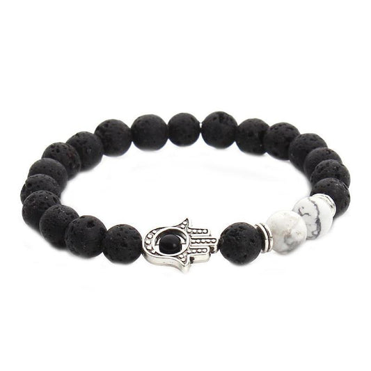 BRACCIALE PIETRA DI LAVA E MANO DI FATIMA - MARYSTE'