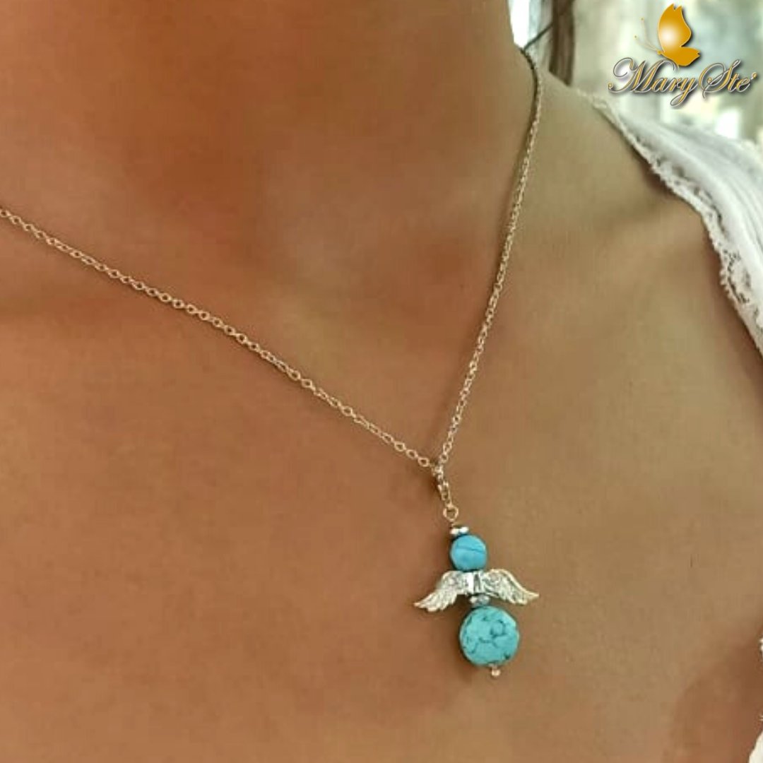 COLLANA ANGELO CUSTODE IN PASTA DI TURCHESE - MARYSTE'