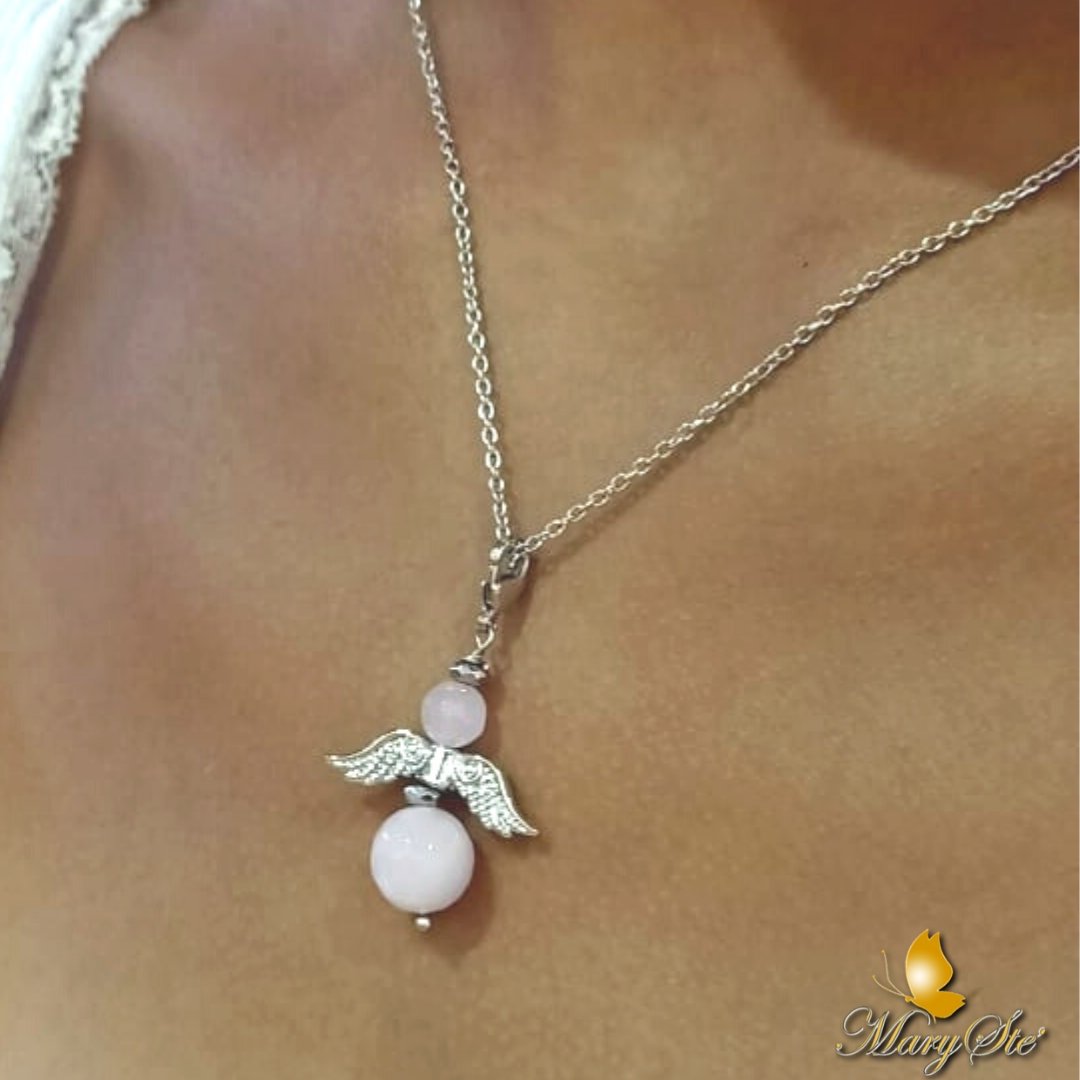 COLLANA ANGELO CUSTODE IN QUARZO ROSA - MARYSTE'