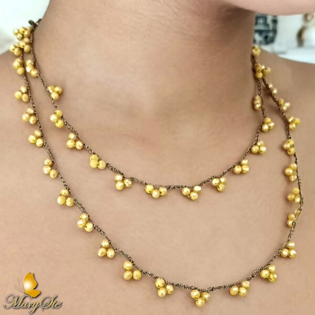 COLLANA CON FILO DI SETA E CRISTALLINI GIALLI - MARYSTE'