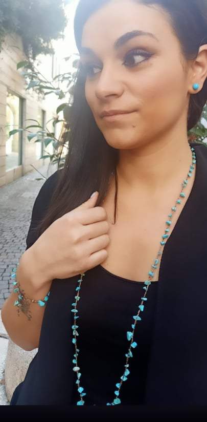 COLLANA CON FILO DI SETA E PASTA DI TURCHESE - MARYSTE'