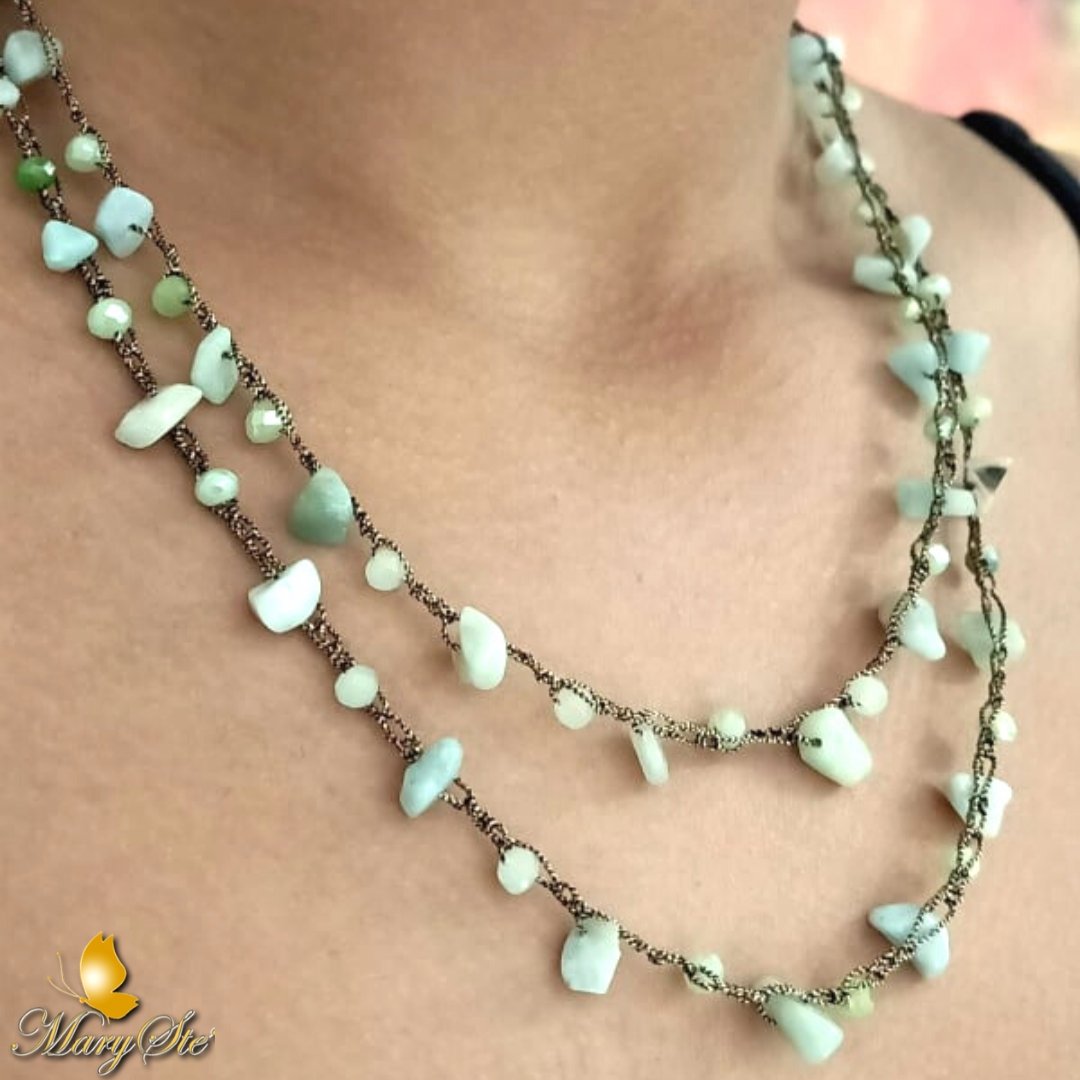 COLLANA FILO DI SETA E AMAZZONITE - MARYSTE'