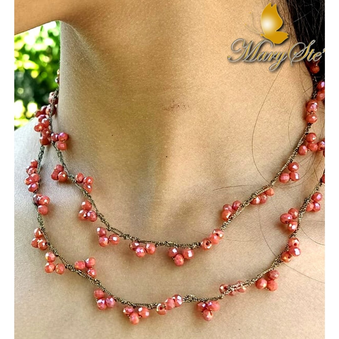 COLLANA FILO DI SETA E CRISTALLINI - MARYSTE'