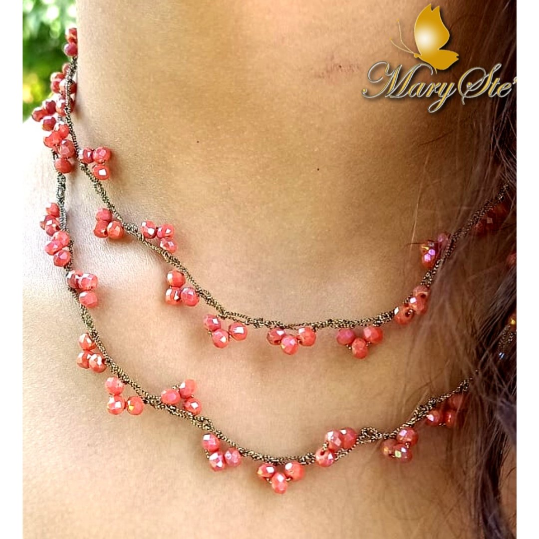 COLLANA FILO DI SETA E CRISTALLINI - MARYSTE'