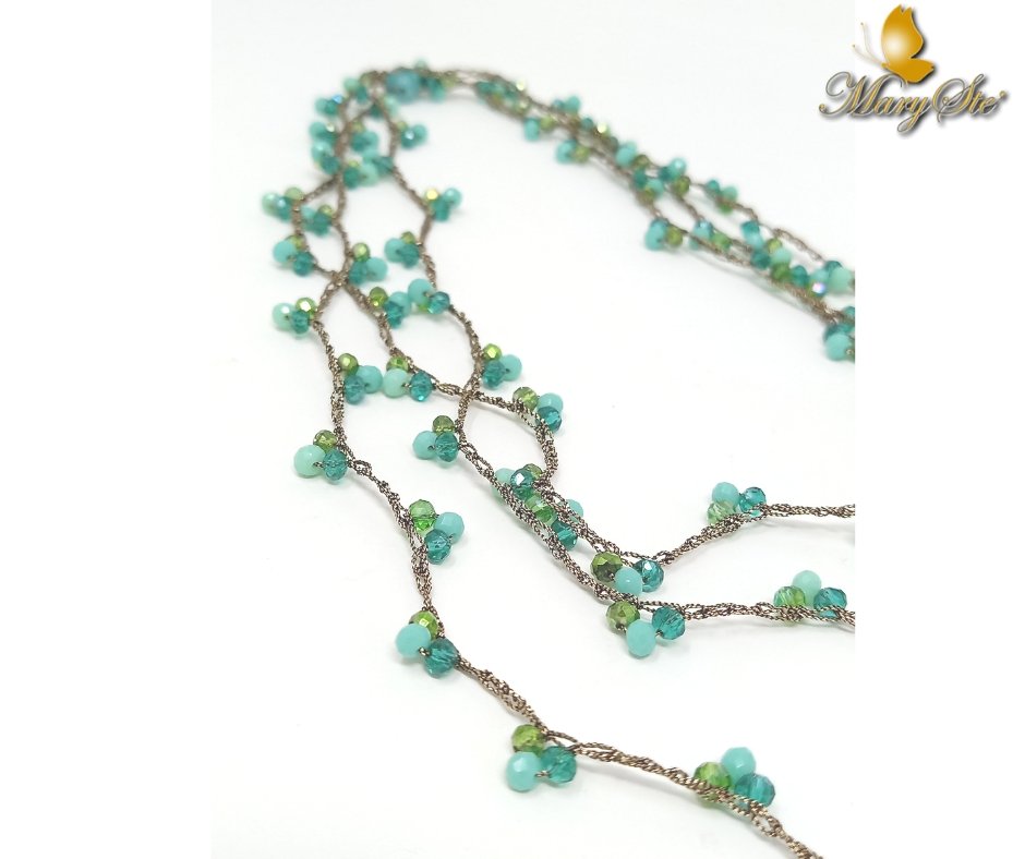 COLLANA FILO DI SETA E CRISTALLINI - MARYSTE'