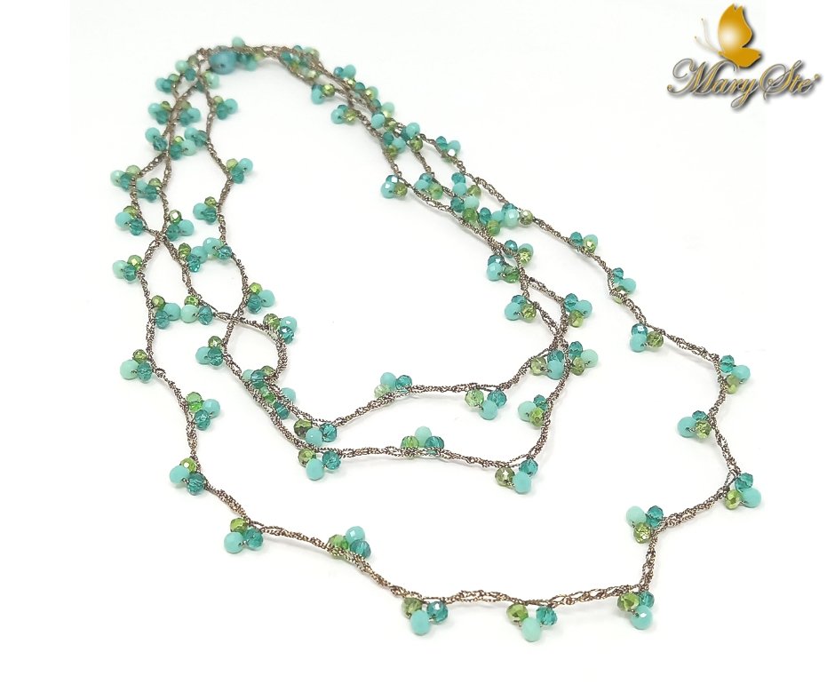 COLLANA FILO DI SETA E CRISTALLINI - MARYSTE'
