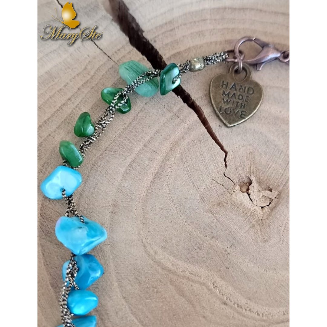 COLLANA FILO DI SETA E SCHEGGE NEL COLORE DEI 7 CHAKRA - MARYSTE'