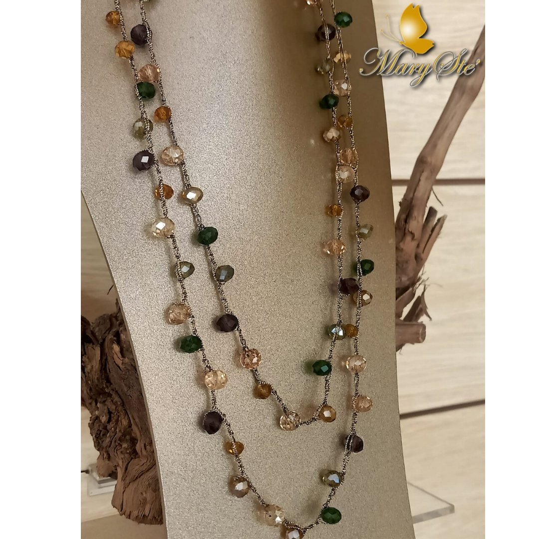 COLLANA LUNGA CON FILO DI SETA E CRISTALLO - MARYSTE'