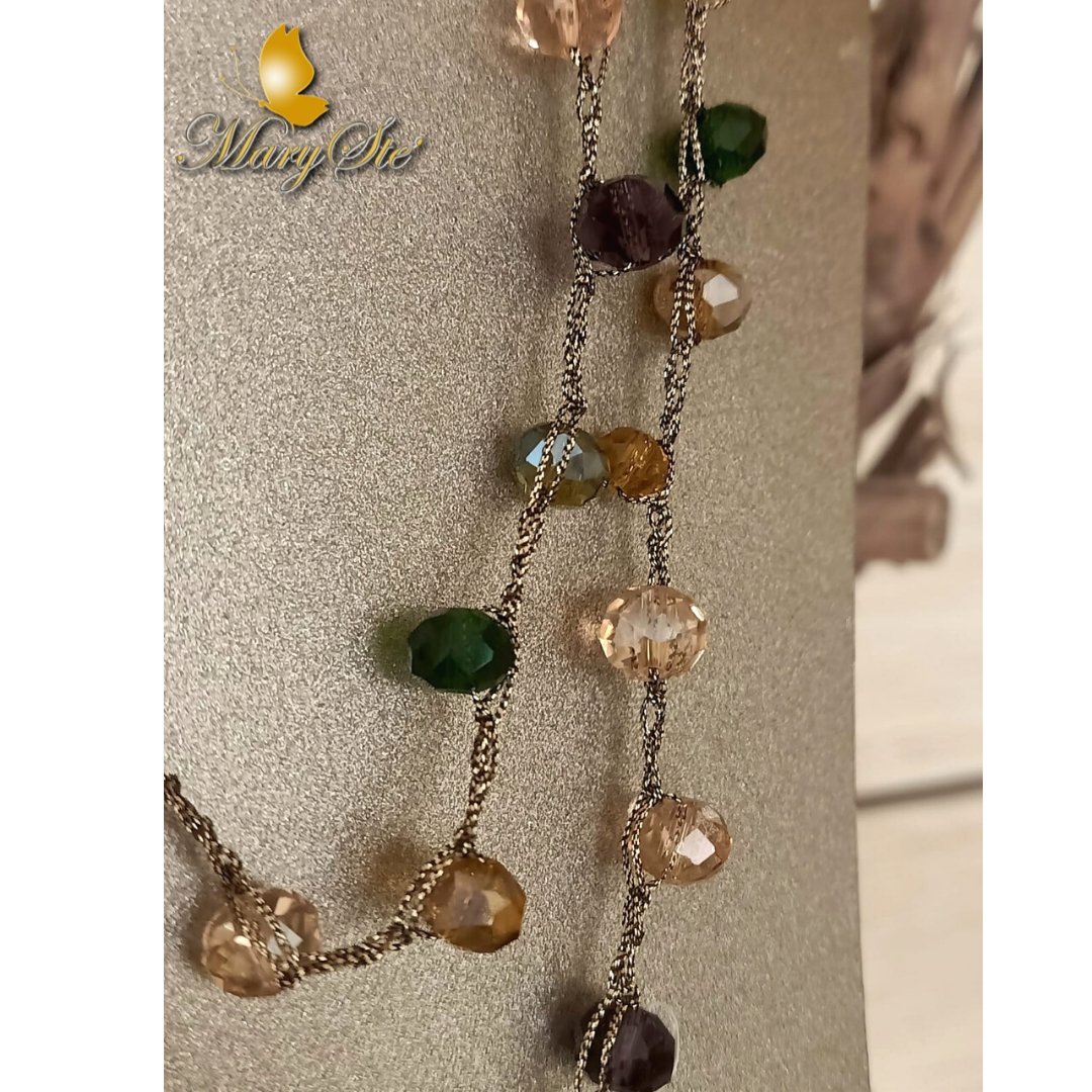 COLLANA LUNGA CON FILO DI SETA E CRISTALLO - MARYSTE'