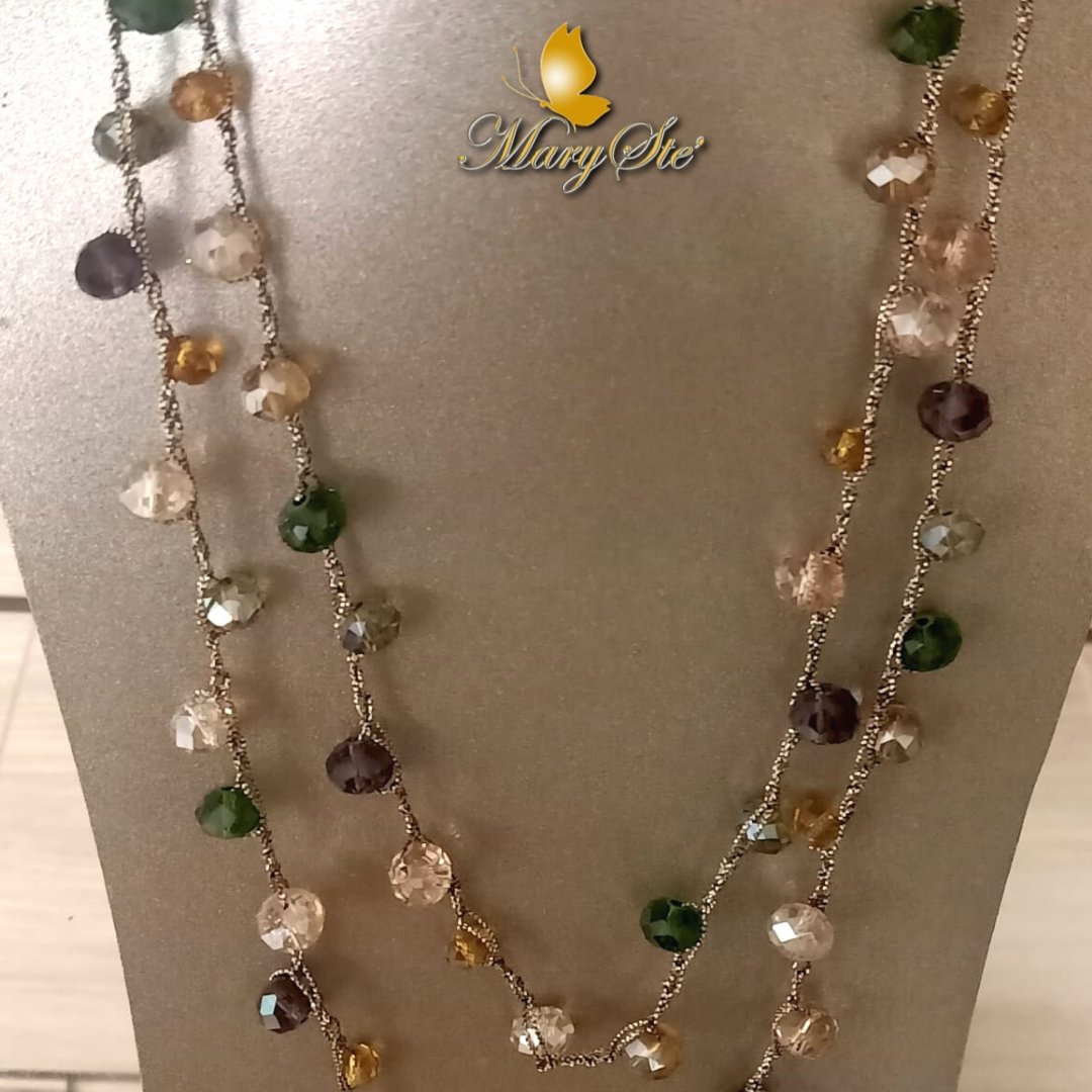COLLANA LUNGA CON FILO DI SETA E CRISTALLO - MARYSTE'
