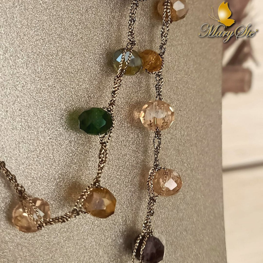 COLLANA LUNGA CON FILO DI SETA E CRISTALLO - MARYSTE'