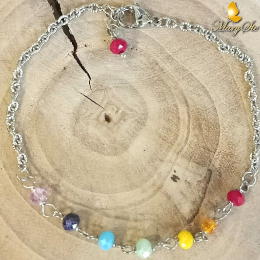 BRACCIALE ACCIAIO CON CRISTALLINI 7 CHAKRA - MARYSTE'