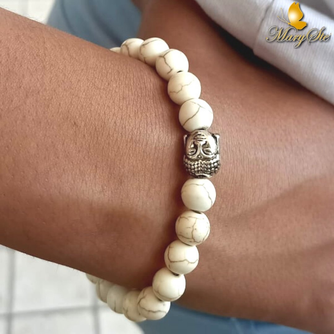 BRACCIALE ELASTICO HOWLITE E BUDDHA - MARYSTE'