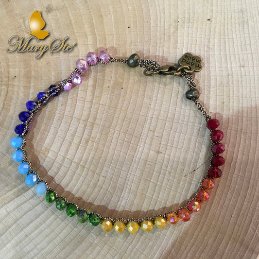 bracciale filo di seta e cristallini con colori dei chakra - MARYSTE'