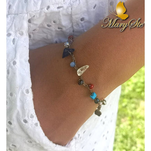 BRACCIALE FILO DI SETA E PIETRE MISTE - MARYSTE'