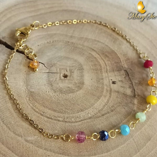 BRACCIALE IN ACCIAIO DORATO CON CRISTALLINI 7 CHAKRA - MARYSTE'